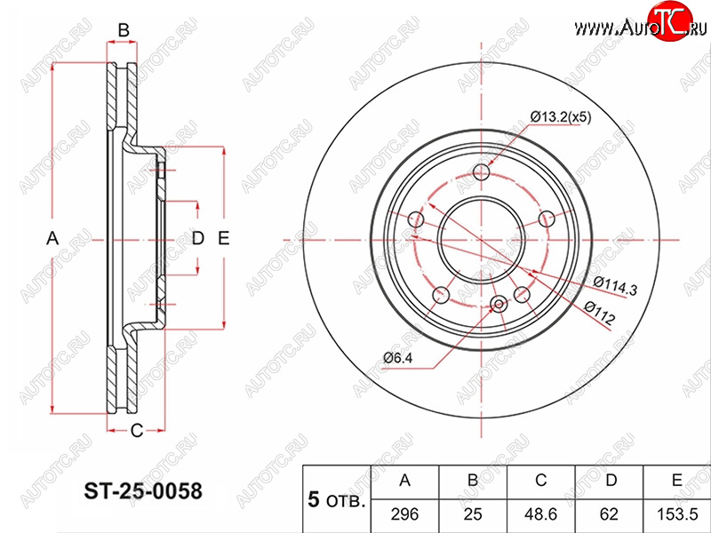3 069 р. Диск тормозной передний Ø296 SAT  Geely Coolray  SX11 (2018-2025) дорестайлинг, рестайлинг  с доставкой в г. Белгород
