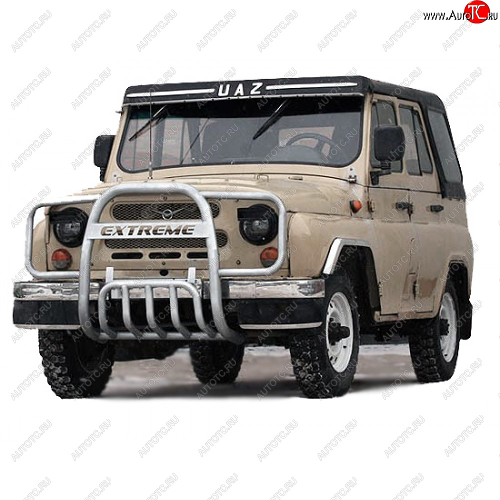 8 699 р. Защита переда с ушами, Техно Сфера Уаз 315195 Хантер (2003-2025) (Белая)  с доставкой в г. Белгород