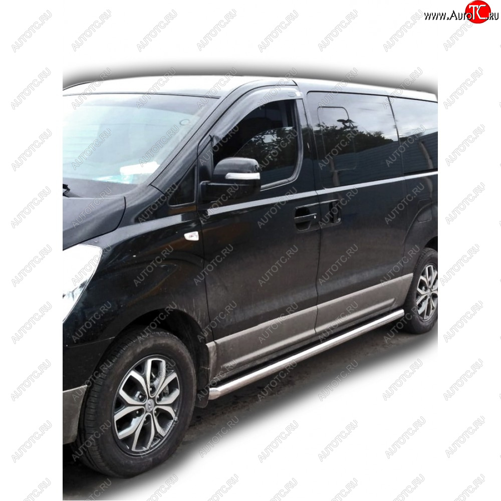 10 899 р. Защита порогов труба с полимерным покрытием d63,5, Техно Сфера Hyundai Starex/Grand Starex/H1 TQ рестайлинг (2014-2018) (Черный матовый)  с доставкой в г. Белгород