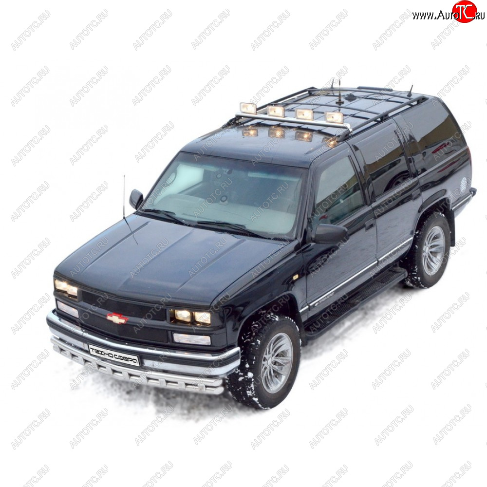 14 699 р. Защита переда труба двойная нержавейка d63.5, Техно Сфера Chevrolet Tahoe GMT T1XX   (2019-2022) (Нержавейка)  с доставкой в г. Белгород