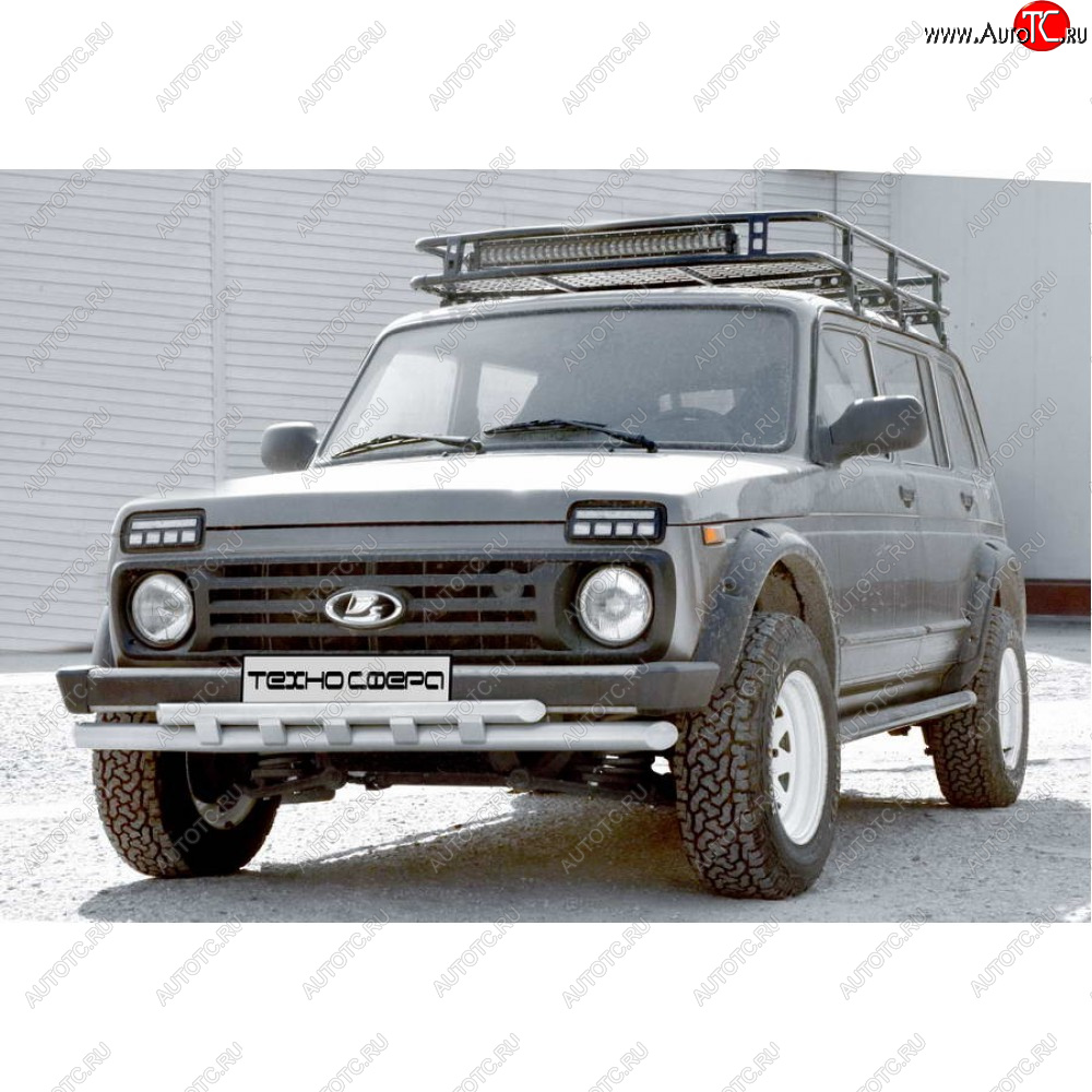 5 999 р. Защита переда труба двойная d63.5, Техно Сфера Лада нива 4х4 2131 5 дв. 1-ый рестайлинг (2019-2021)  с доставкой в г. Белгород