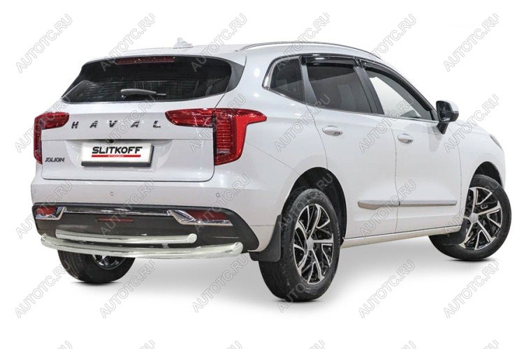 15 949 р. Защита заднего бампера d57+d57 двойная (2WD) Slitkoff Haval Jolion дорестайлинг (2020-2024) (нержавейка полированная)  с доставкой в г. Белгород
