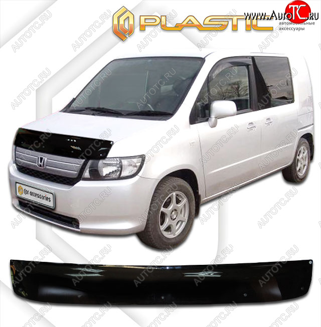 2 159 р. Дефлектор капота CA-Plastic Honda Spike (2006-2025) (Classic черный, с надписью)  с доставкой в г. Белгород