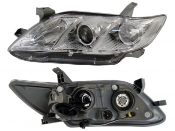 11 399 р. Фара левая (белый габарит, под электрокорректор, Евросвет) TYC Toyota Camry XV40 дорестайлинг (2006-2008)  с доставкой в г. Белгород. Увеличить фотографию 2
