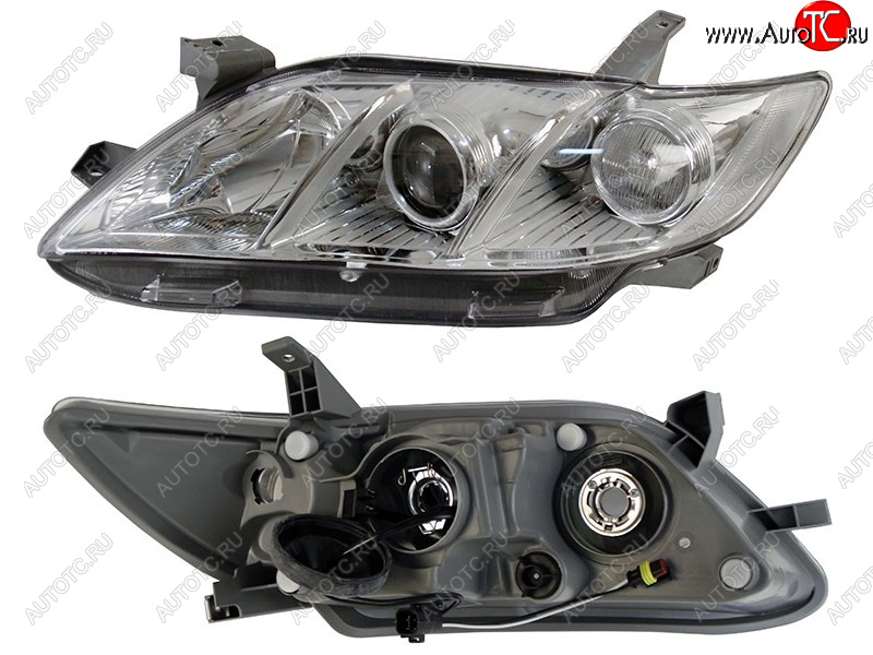 11 399 р. Фара левая (белый габарит, под электрокорректор, Евросвет) TYC Toyota Camry XV40 дорестайлинг (2006-2008)  с доставкой в г. Белгород