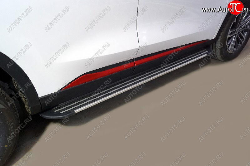 20 599 р. Пороги алюминиевые Slim Line ТСС Тюнинг Changan CS75 1-ый рестайлинг (2018-2022) (Silver )  с доставкой в г. Белгород