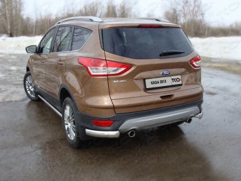 Защита задняя уголки овальные 75х42 мм, ТСС Тюнинг Ford Kuga 2 дорестайлинг (2013-2016)