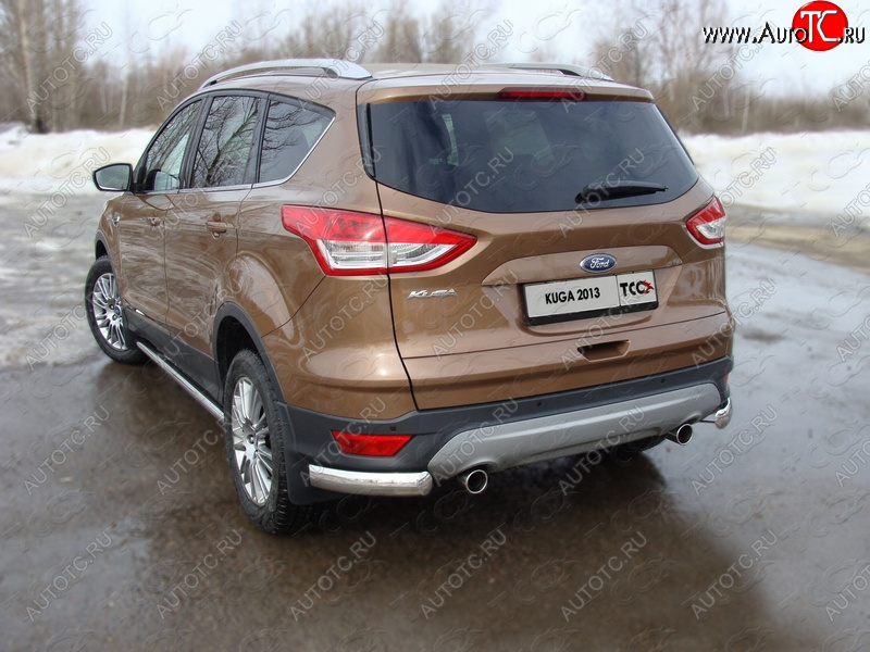 1 000 000 р. Защита задняя уголки овальные 75х42 мм, ТСС Тюнинг Ford Kuga 2 дорестайлинг (2013-2016)  с доставкой в г. Белгород
