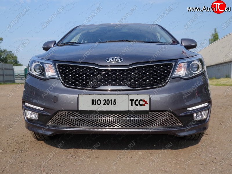2 769 р. Вставка переднего бампера ТСС Тюнинг KIA Rio 3 QB рестайлинг седан (2015-2017) (лист)  с доставкой в г. Белгород