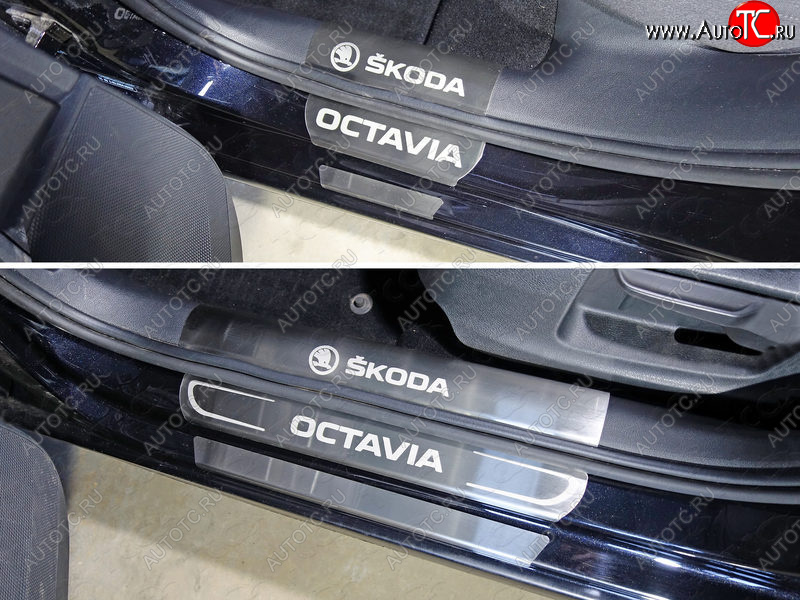 1 000 000 р. Накладки на пороги внешние ТСС Тюнинг Skoda Octavia A7 дорестайлинг лифтбэк (2012-2017) (Лист шлифованный)  с доставкой в г. Белгород