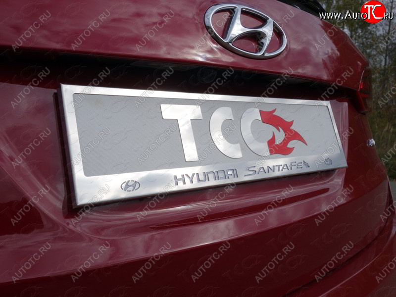 5 999 р. Рамка гос. номера ТСС Тюнинг Hyundai Santa Fe TM дорестайлинг (2018-2021) (нержавейка)  с доставкой в г. Белгород