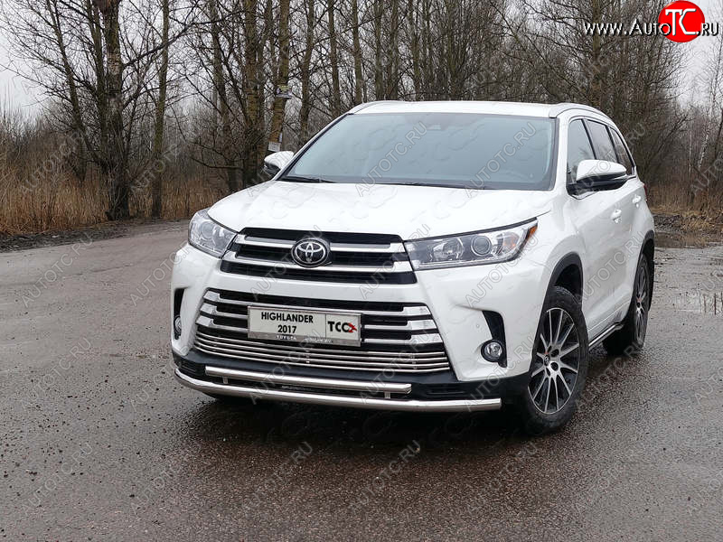 5 999 р. Рамка гос. номера ТСС Тюнинг Toyota Highlander XU50 рестайлинг (2016-2020) (нержавейка)  с доставкой в г. Белгород