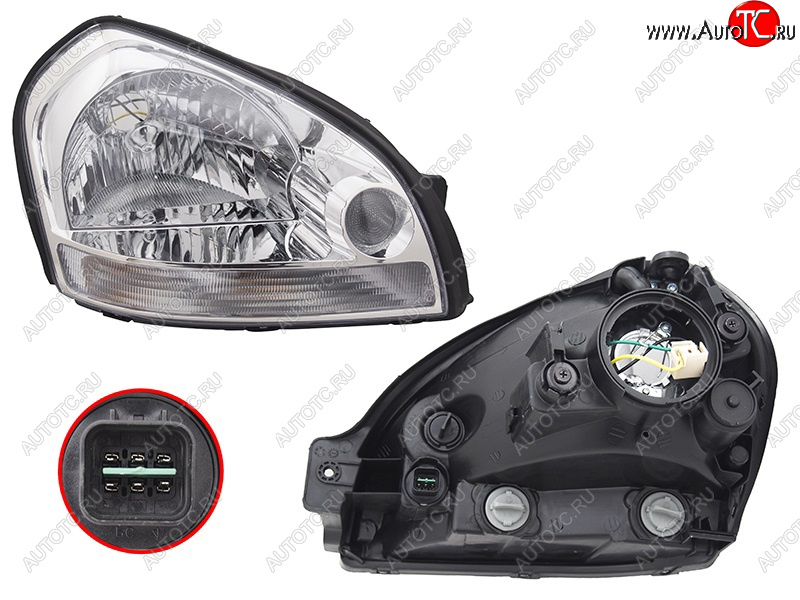 3 099 р. Фара правая SAT Hyundai Tucson JM (2004-2010)  с доставкой в г. Белгород