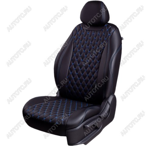 13 949 р.  Комплект чехлов для сидений (РЗС 40/60 2П+1Г Орегон) БАЙРОН Lord Autofashion  KIA Cerato  3 YD (2016-2019) рестайлинг седан (черный, вставка черная, строчка синяя)  с доставкой в г. Белгород