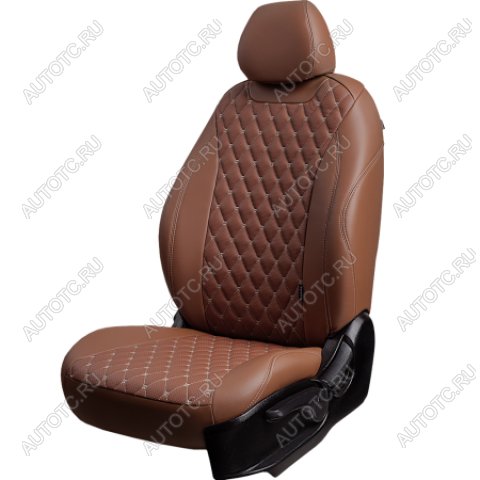 15 249 р. Комплект чехлов для сидений (Орегон) БАЙРОН ст БАЙРОН Lord Autofashion Volkswagen Crafter 1 (2006-2017) (темно-коричневый, вставка темно-коричневая, строчка бежевая)  с доставкой в г. Белгород
