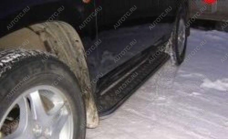 22 899 р. Защита порогов d57 с листом Slitkoff Ford Explorer U502 1-ый рестайлинг, 5 дв. (2015-2018) (нержавейка с полимерным покрытием в цвет черный)  с доставкой в г. Белгород