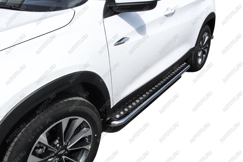 24 399 р. Защита порогов d76 с листом Slitkoff Toyota Land Cruiser Prado J150 дорестайлинг (2009-2013) (нержавейка с полимерным покрытием в цвет черный)  с доставкой в г. Белгород
