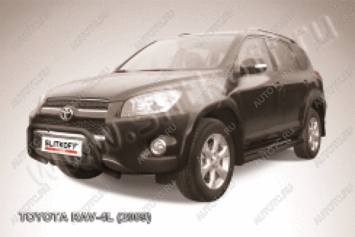 21 999 р. Защита переднего бампера кенгурятник d57 низкий Slitkoff Toyota RAV4 XA305 5 дв. дорестайлинг (2005-2009) (нержавейка с полимерным покрытием в цвет черный)  с доставкой в г. Белгород