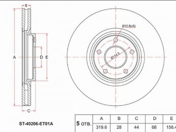 Передний тормозной диск(вентилируемый, Ø320) SAT Nissan Juke 1 YF15 рестайлинг (2014-2020)