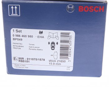 1 269 р. Колодки тормозные передние (4шт.) BOSCH Mitsubishi Colt CA0 хэтчбэк 3 дв. (1991-1996)  с доставкой в г. Белгород. Увеличить фотографию 4