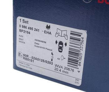 3 399 р. Колодки тормозные передние (4шт.) BOSCH Audi A6 C7 дорестайлинг, седан (2010-2014)  с доставкой в г. Белгород. Увеличить фотографию 3