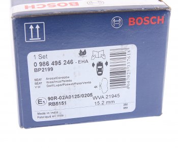 1 559 р. Колодки тормозные передние (4шт.) BOSCH Volkswagen Polo 9N1 хэтчбэк 5 дв. дорестайлинг (2001-2005)  с доставкой в г. Белгород. Увеличить фотографию 4