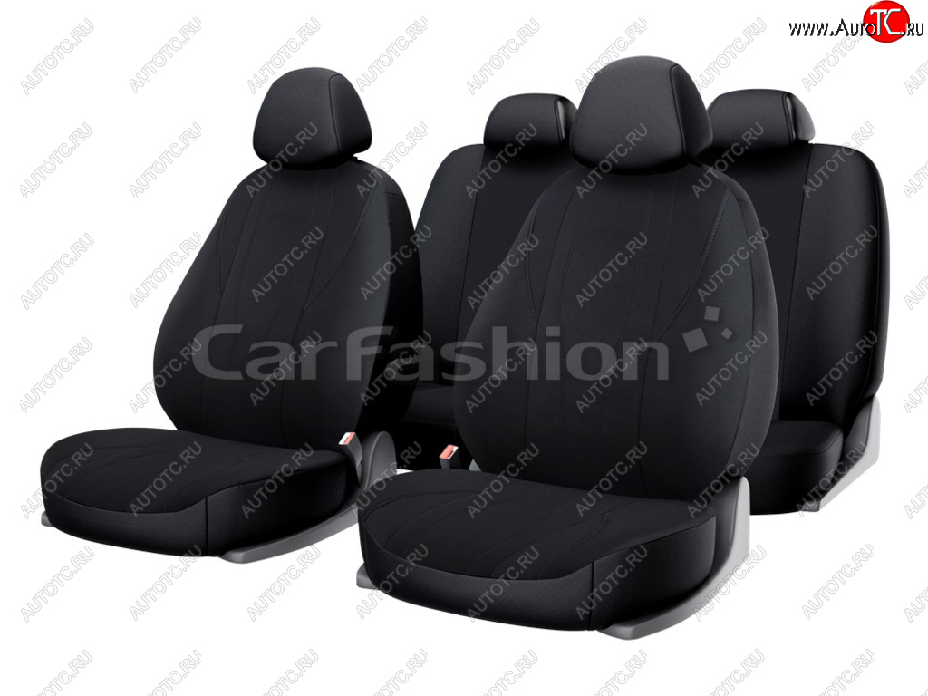 2 079 р. Универсальные чехлы сидений (майка, 11 предм., полиэстер)Golf CARFASHION KIA Rio 2 JB дорестайлинг седан (2005-2009) (черный)  с доставкой в г. Белгород