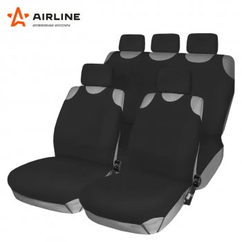 2 169 р. Универсальные чехлы сидений (майка, 7 предм., полиэстер) AIRLINE Audi A1 GB хэтчбэк 5 дв. дорестайлинг (2018-2025) (черные)  с доставкой в г. Белгород. Увеличить фотографию 4