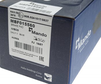 2 559 р. Колодки тормозные передние (4шт.) MANDO Iveco Daily (1999-2006)  с доставкой в г. Белгород. Увеличить фотографию 3