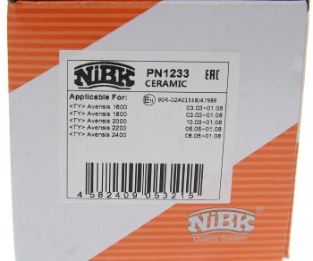 2 869 р. Колодки тормозные передние (4шт.) NIBK Toyota Avensis T270 универсал 2-ой рестайлинг (2015-2018)  с доставкой в г. Белгород. Увеличить фотографию 4