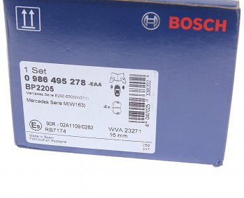 4 499 р. Колодки тормозные передние (4шт.) BOSCH Mercedes-Benz E-Class W211 дорестайлинг седан (2002-2006)  с доставкой в г. Белгород. Увеличить фотографию 4