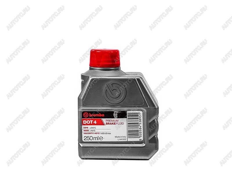 289 р. Жидкость тормозная BREMBO DOT 4 (0,25L) Класс 4 BREMBO LA4002  с доставкой в г. Белгород