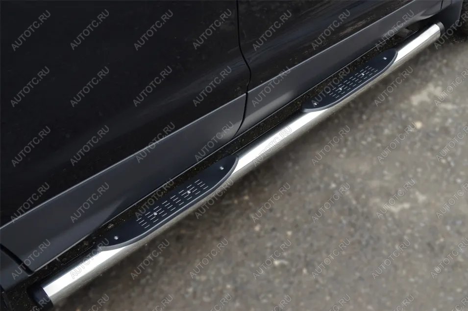 22 549 р. Пороги труба с накладками (d76) SLITKOFF Skoda Yeti (2009-2013) (нержавейка, на торцах пластиковые заглушки)  с доставкой в г. Белгород