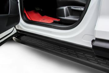 Пороги алюминиевые (TRAILHAWK) Premium SLITKOFF Jeep Cherokee  KL (2014-2017) дорестайлинг (Black)