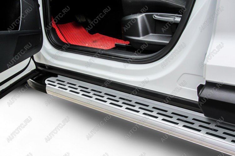 21 849 р. Пороги алюминиевые (PRESTIGE U PURE) Premium SLITKOFF Land Rover Range Rover Evoque 1 L538 дорестайлинг 5 дв. (2011-2015) (Silver)  с доставкой в г. Белгород