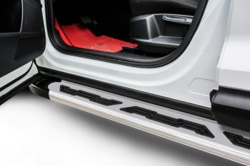 Пороги алюминиевые (кроме F-SPORT) Alfa SLITKOFF Lexus NX200  Z10 (2014-2017) дорестайлинг (Silver)