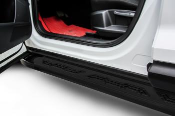 Пороги алюминиевые Alfa SLITKOFF Toyota RAV4  XA30 (2009-2010) 5 дв. удлиненный 1-ый рестайлинг (Black)