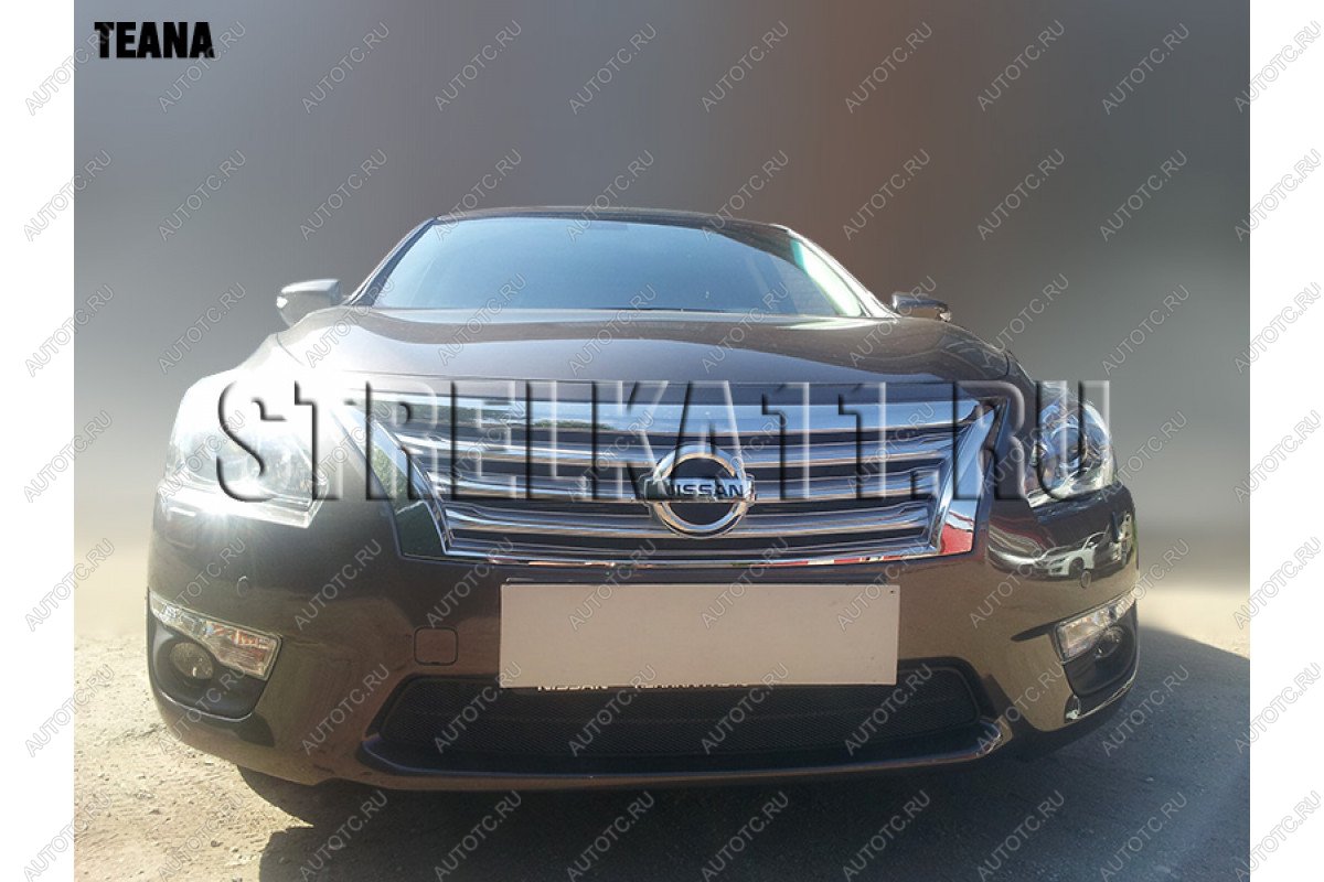 2 999 р. Защита радиатора Стрелка11 Стандарт Nissan Teana 3 L33 дорестайлинг (2014-2020) (черная)  с доставкой в г. Белгород