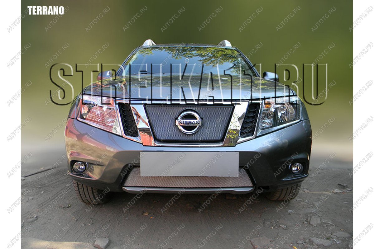 3 199 р. Защита радиатора (верх) Стрелка11 Стандарт Nissan Terrano D10 дорестайлинг (2013-2016) (черная)  с доставкой в г. Белгород