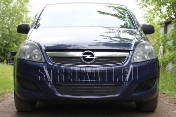 2 799 р. Защита радиатора (верх) Стрелка11 Стандарт Opel Zafira В рестайлинг (2007-2015) (черная)  с доставкой в г. Белгород. Увеличить фотографию 2