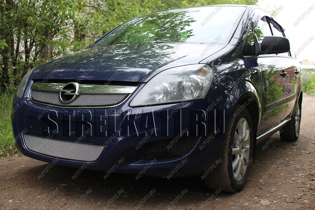 2 799 р. Защита радиатора (верх) Стрелка11 Стандарт Opel Zafira В рестайлинг (2007-2015) (черная)  с доставкой в г. Белгород