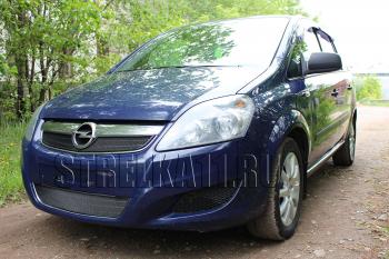 2 799 р. Защита радиатора (верх) Стрелка11 Стандарт Opel Zafira В рестайлинг (2007-2015) (черная)  с доставкой в г. Белгород. Увеличить фотографию 3