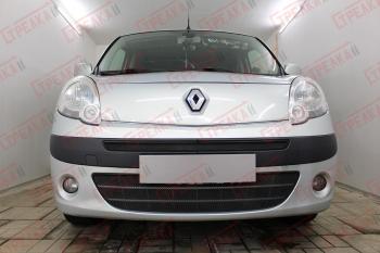 2 669 р. Защита радиатора (верх) Стрелка11 Стандарт Renault Kangoo KW0 дорестайлинг (2008-2013) (черная)  с доставкой в г. Белгород. Увеличить фотографию 2