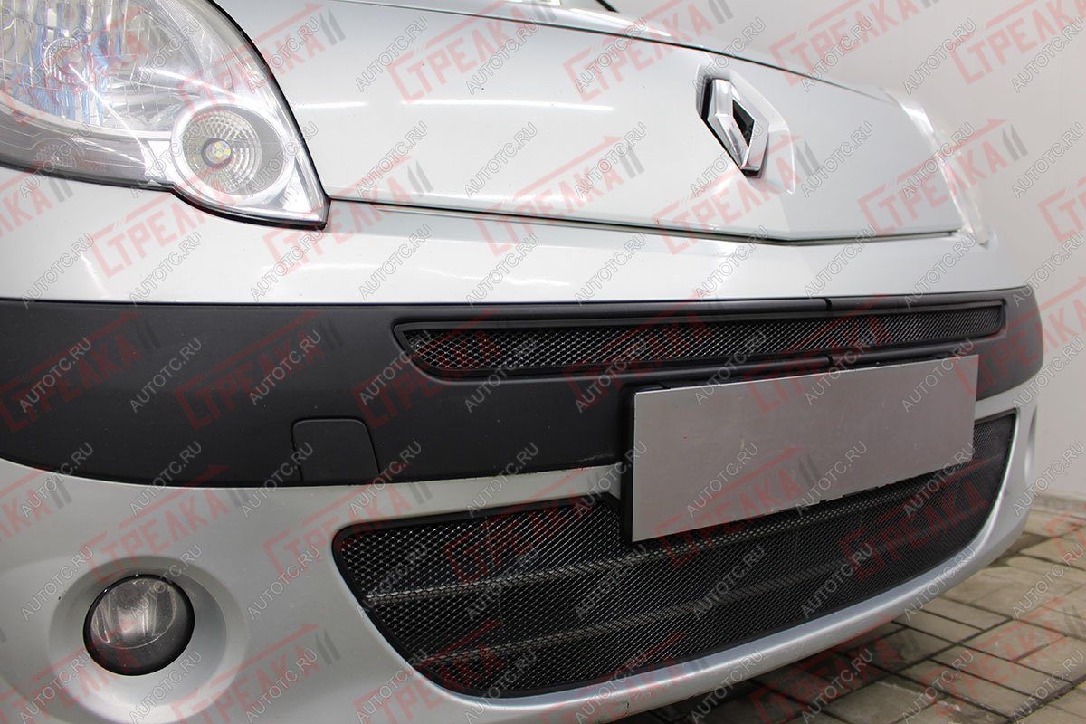 2 669 р. Защита радиатора (верх) Стрелка11 Стандарт Renault Kangoo KW0 дорестайлинг (2008-2013) (черная)  с доставкой в г. Белгород