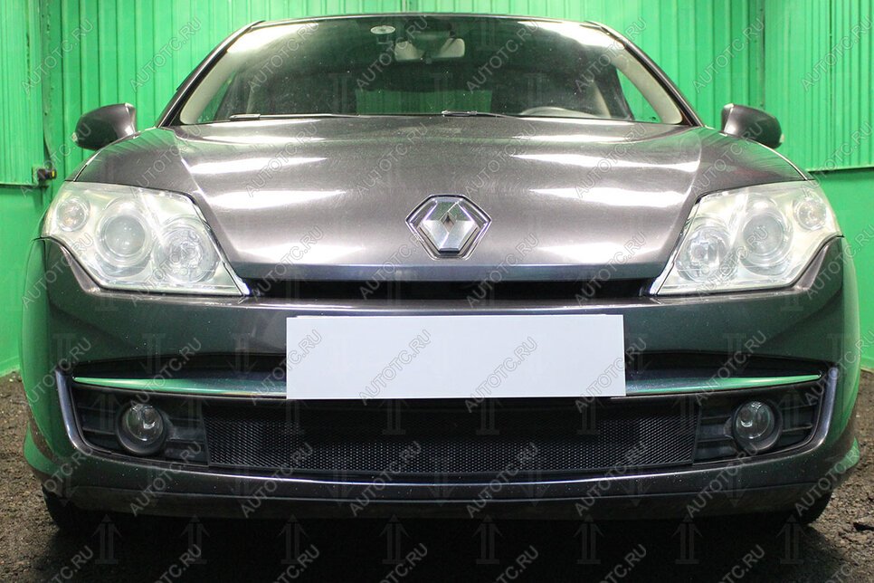 2 899 р. Защита радиатора (кроме 2.0) Стрелка11 Стандарт Renault Laguna X91 лифтбэк дорестайлинг (2007-2011) (черная)  с доставкой в г. Белгород