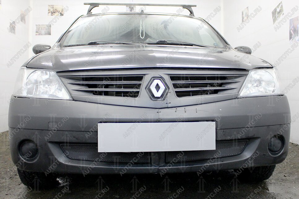 2 879 р. Защита радиатора (низ) Стрелка11 Стандарт Renault Logan 1 дорестайлинг (2004-2010) (черная)  с доставкой в г. Белгород