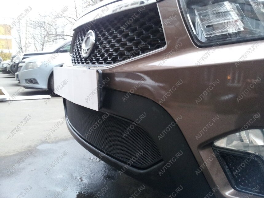 2 899 р. Защита радиатора Стрелка11 Стандарт SSANGYONG Actyon Sport (2012-2025) (черная)  с доставкой в г. Белгород