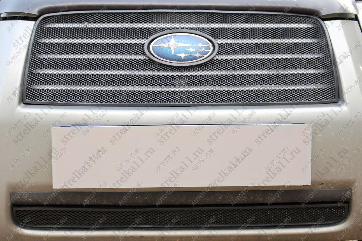 3 299 р. Защита радиатора (верх) Стрелка11 Стандарт Subaru Forester SG рестайлинг (2005-2008) (черная)  с доставкой в г. Белгород