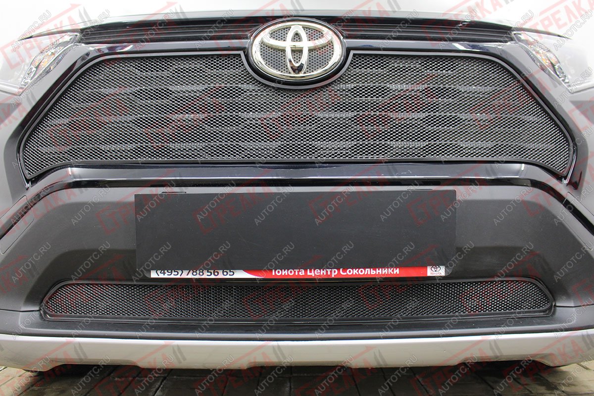 3 889 р. Защита радиатора (верх с парктроником) Стрелка11 Стандарт Toyota RAV4 XA50 5 дв. дорестайлинг (2018-2025) (черная)  с доставкой в г. Белгород