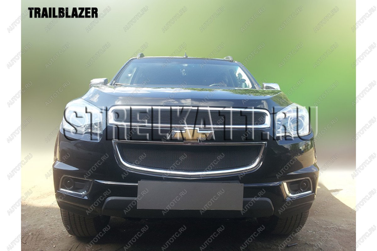 759 р. Зимняя заглушка решетки радиатора (верх) Стрелка11 Chevrolet Trailblazer GM800 дорестайлинг (2012-2016) (черная)  с доставкой в г. Белгород